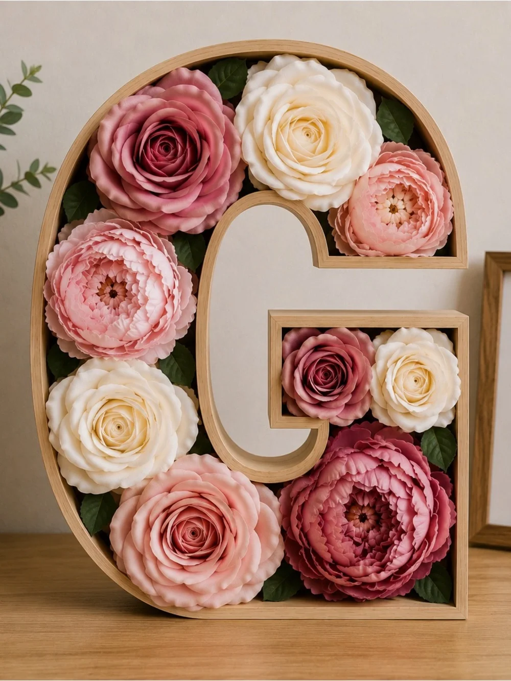 Personalized Floral Letter 'G' Home Accent - Pink & Cream